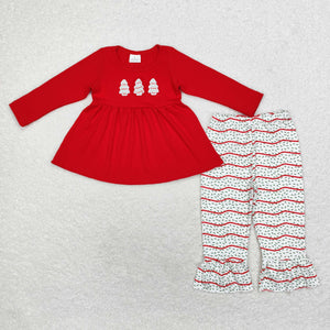 GLP1525 RTS toddler girl clothes embroidery trees girl  christmas winter set