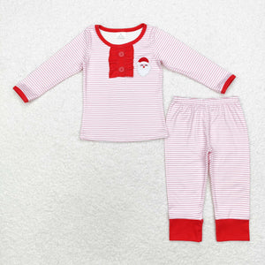 GLP1529 RTS toddler girl clothes embroidery santa girl christmas winter set pajamas set