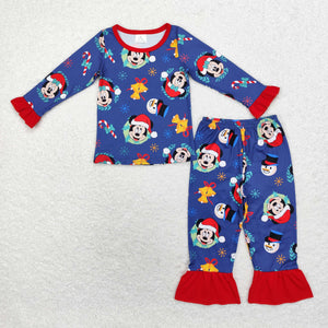 GLP1537 RTS toddler girl clothes cartoon mouse girl christmas winter pajamas set