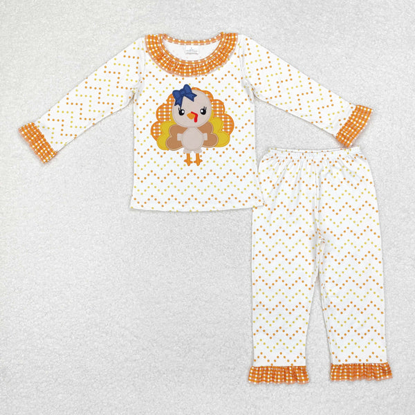 GLP1603 RTS toddler girl clothes turkey girl thanksgiving winter pajamas set print svg