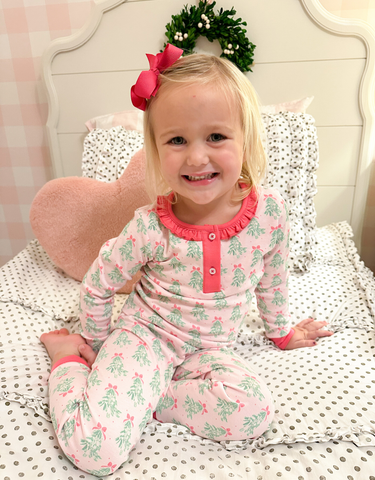 GLP1610 RTS toddler girl clothes christmas tree girl christmas pajamas winter set-bamboo