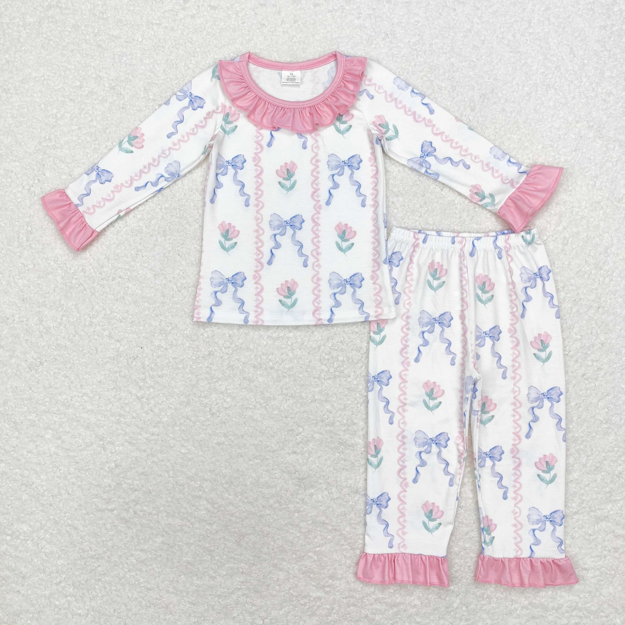 GLP1693 RTS  toddler girl clothes bows girl pajamas winter set-bamboo