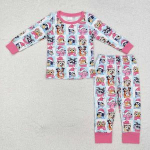 GLP1805 RTS toddler girl clothes cartoon dog girl christmas winter pajamas set