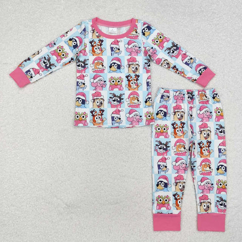 GLP1805 RTS toddler girl clothes cartoon dog girl christmas winter pajamas set