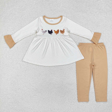 GLP1827 RTS toddler girl clothes rooster chicken farm clothes girl winter set