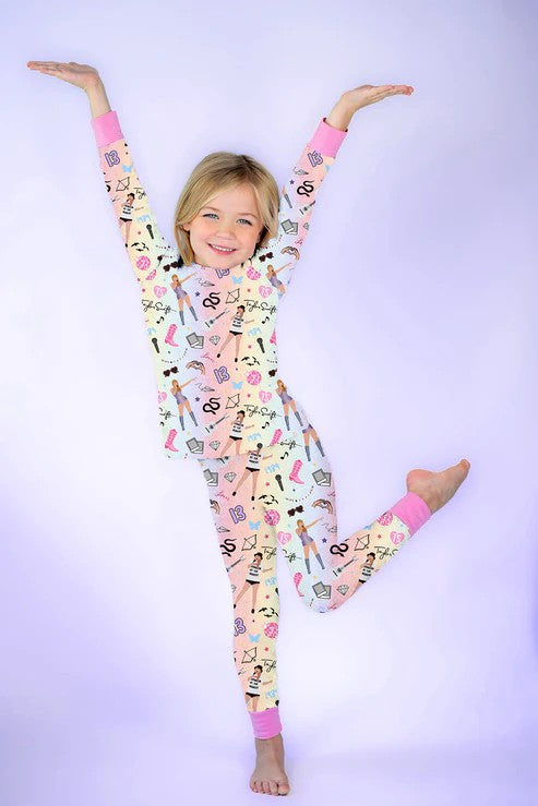 GLP1844 RTS  toddler girl clothes 1989 singer girl winter set pajamas set-bamboo