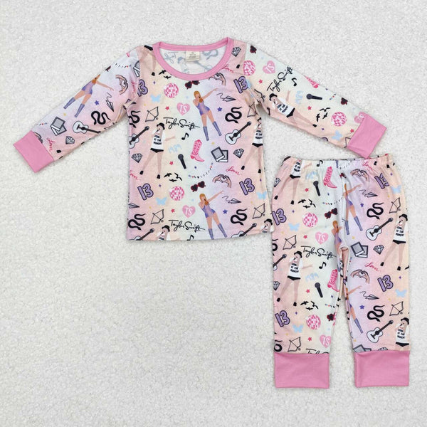 GLP1844 RTS  toddler girl clothes 1989 singer girl winter set pajamas set-bamboo