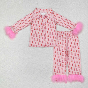 GLP1868 RTS toddler girl clothes boots girl winter pajamas set