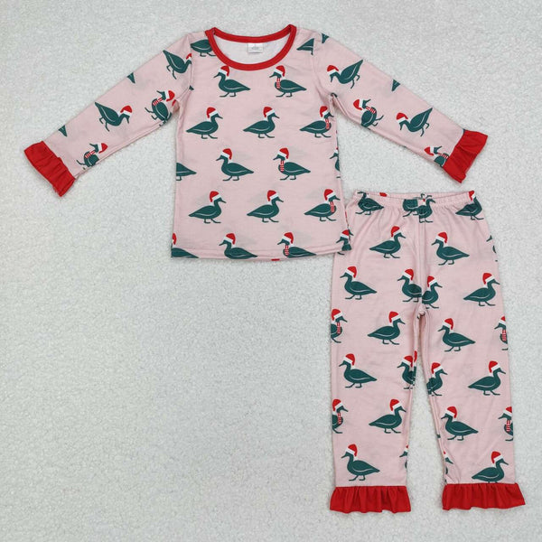 GLP1892 RTS toddler girl clothes mallard duck girl winter christmas clothes set-bamboo