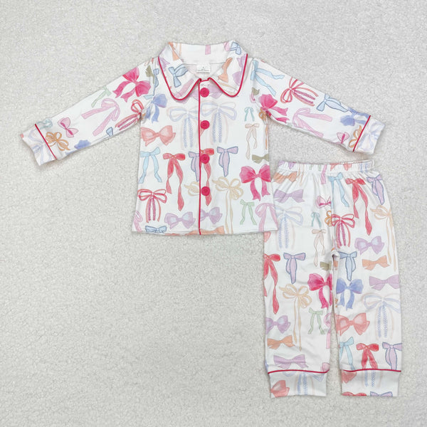 RTS Mummy and me matching clothes grandmillennial bow print winter pajamas set