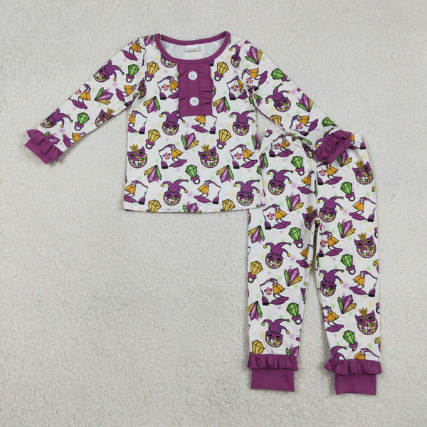 GLP2113 RTS toddler girl clothes boots girl mardi gras pajamas set