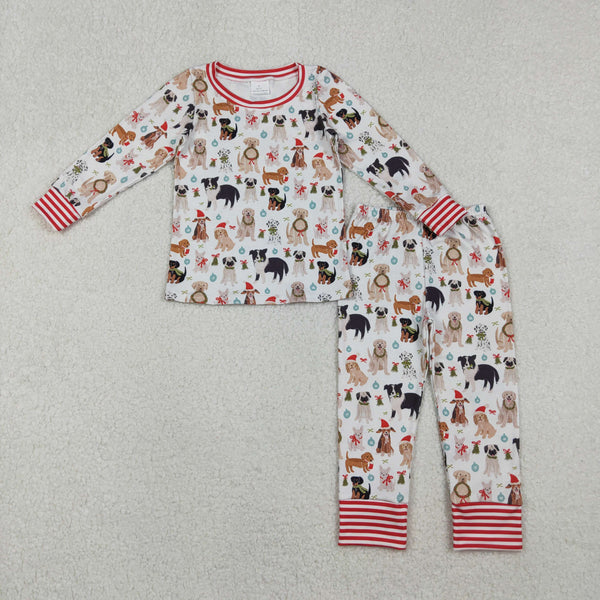 GLP2193 RTS  toddler girl clothes dog girl christmas pajamas set