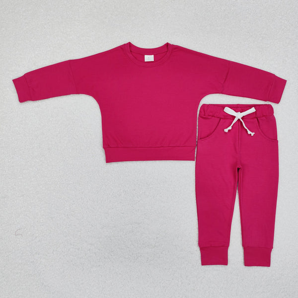 GLP2248 RTS toddler girl clothes hot pink cotton girl winter outfit