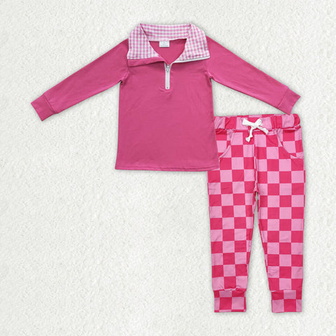 GLP2318 toddler girl clothes pink girl Valentine's Day pajamas set