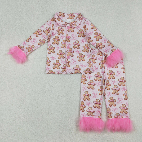 GLP2374 RTS girl clothes gingerbread man girl winter christmas pajamas set