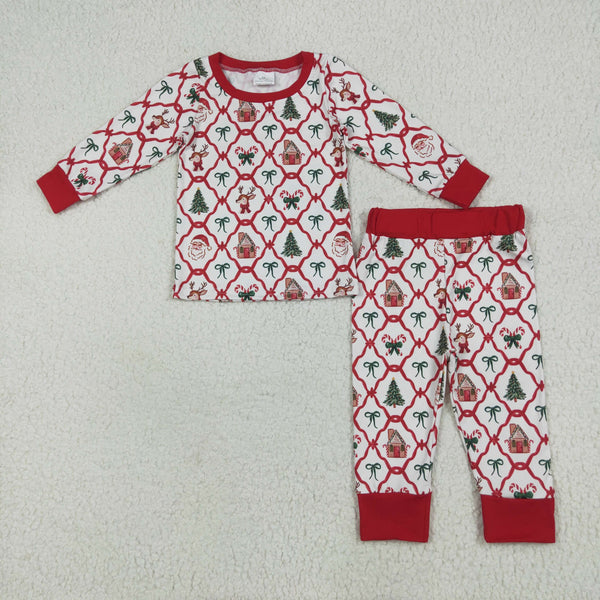 RTS kids matching clothing santa bows print clothing christmas winter clothing