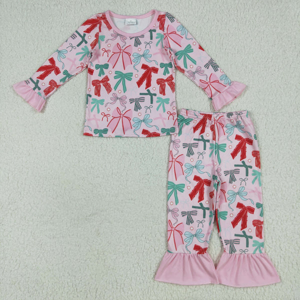 RTS kids matching clothing bows print clothing girl Christmas clothing-2025.7.2