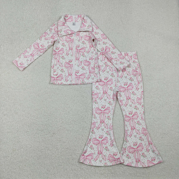 GLP2440 RTS toddler girl clothes bows girl yoga winter set winter outfit clothing set