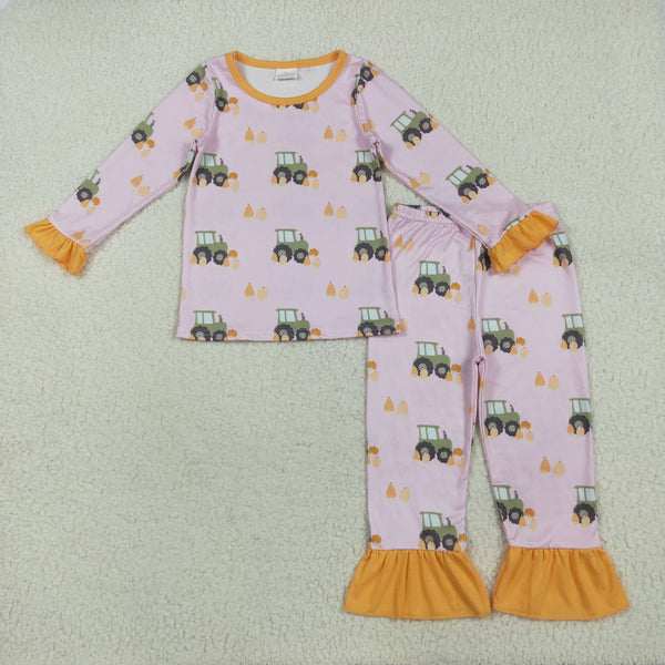GLP2506 RTS girl clothes pumpkin girl  winter pajamas set