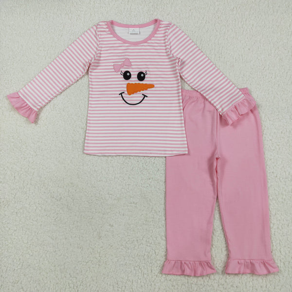 GLP2520 RTS girl  clothes snowman girl  winter christmas pajamas set