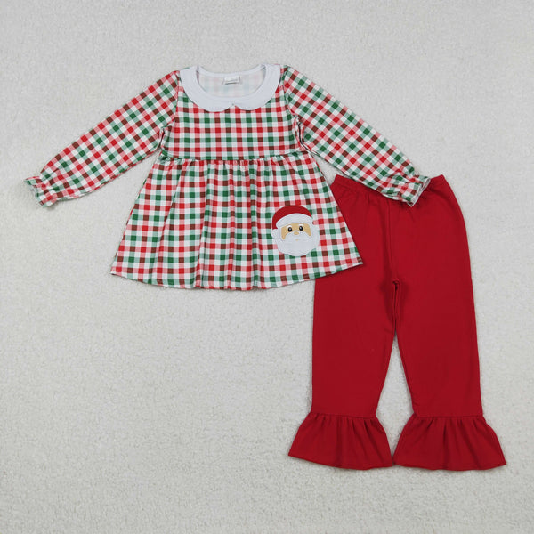 GLP2530 RTS toddler girl  clothes santa girl christmas winter embroidery pants set