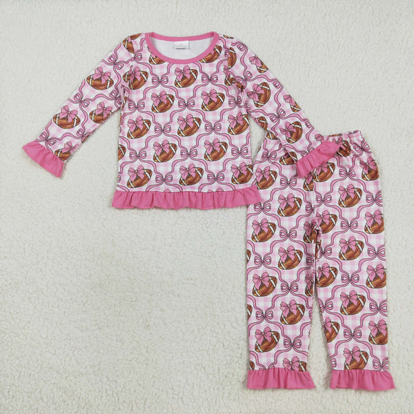 GLP2535 RTS  toddler girl clothes football girl  winter  pajamas set