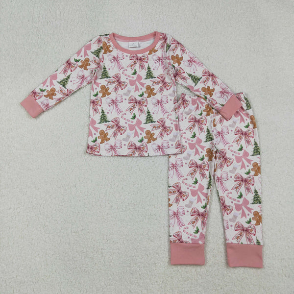 GLP2542 RTS girl clothes bows girl  christmas winter pajamas set