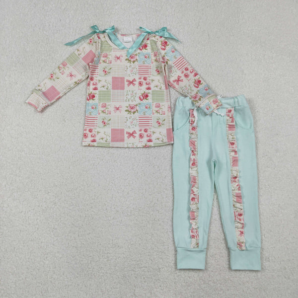 GLP2551 RTS toddler girl clothes flower girl winter  set bows winter clothing