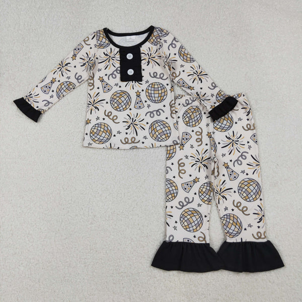 RTS 12-18M to 7-8T kids matching clothing happy new year print clothing baby winter clothing-2025.10.22