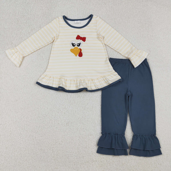 RTS kids matching clothing embroidery turkey print clothing girl thanksgiving winter clothing-2025.10.14