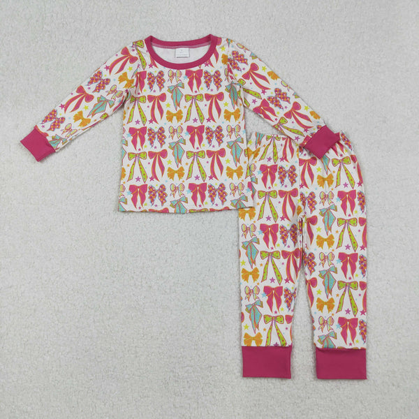 GLP2615 RTS girl clothes bows girl pajamas winter pajamas set