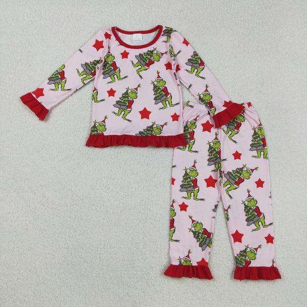 GLP2646 RTS  toddler girl cartoon print christmas winter pajamas set