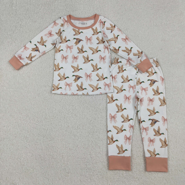 GLP2687 RTS girl clothes mallard print girl pajamas winter set