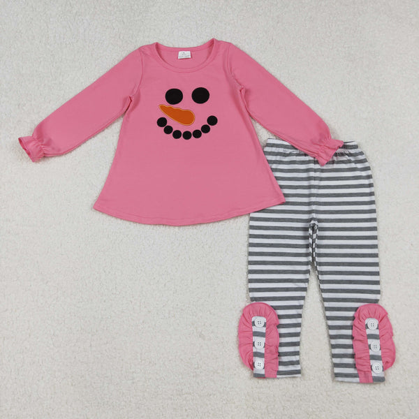 GLP2728 RTS girl clothes  snowman girl  winter embroidery set