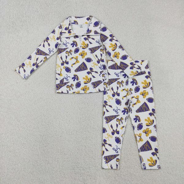 GLP2762 RTS toddler girl clothes purple go team girl yoga winter set