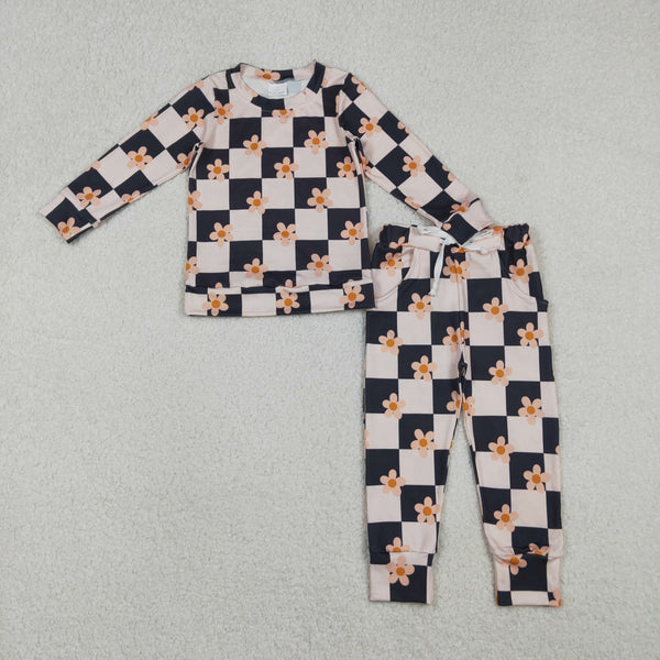 GLP2803 RTS  toddler girl clothes flower print girl winter set clothing set wholesale