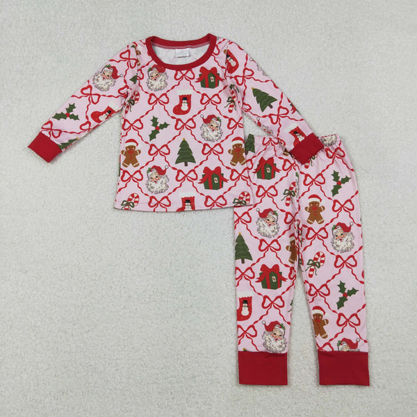 GLP2807 12-18M-7-8T RTS toddler girl clothes santa girl christmas winter set pajamas set