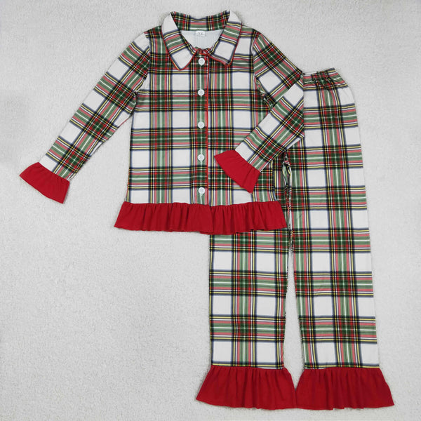 GLP2827 RTS adult women checkered long sleeve pajamas christmas sleep wear