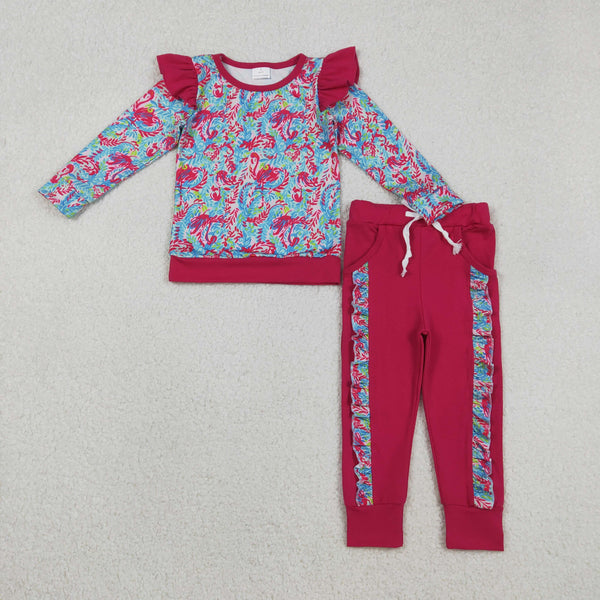 RTS GLP2831 Kids Girl Clothes Floral Girl Winter Clothing Set