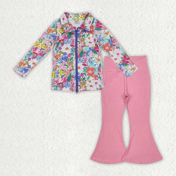 GLP2893 RTS girl clothes floral girl yoga winter set pants set