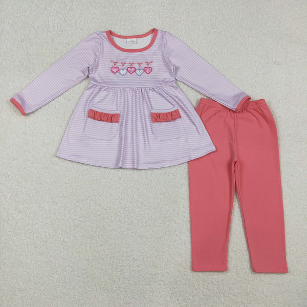 RTS kids matching clothing embroidery heart print clothing girl valentine clothing-2025.11.15