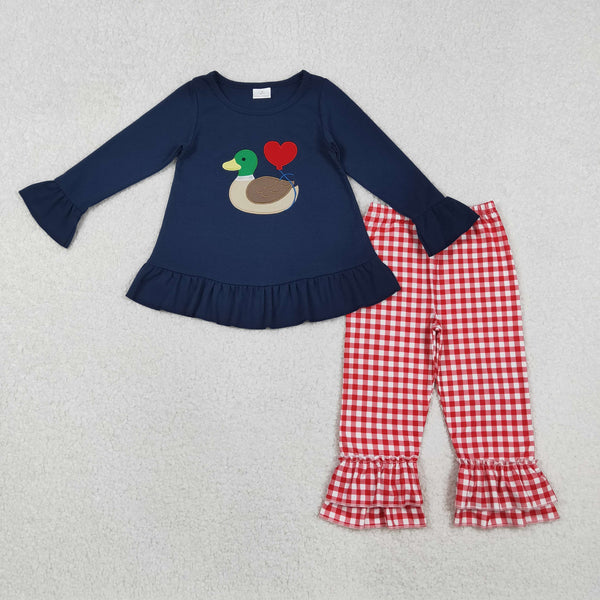 RTS kids matching clothing embroidery mallard print clothing kids Valentine clothing-2025.11.26