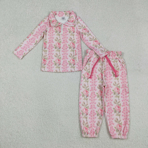 GLP2940 RTS  toddler girl clothes floral girl  yoga winter set