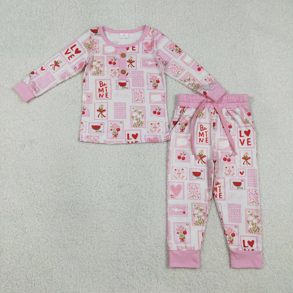 GLP2946 RTS toddler girl clothes  girl valentines day pajamas set