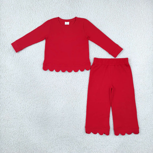 RTS Matching clothing kids solid scallop edge fall pants set-2026.10.13