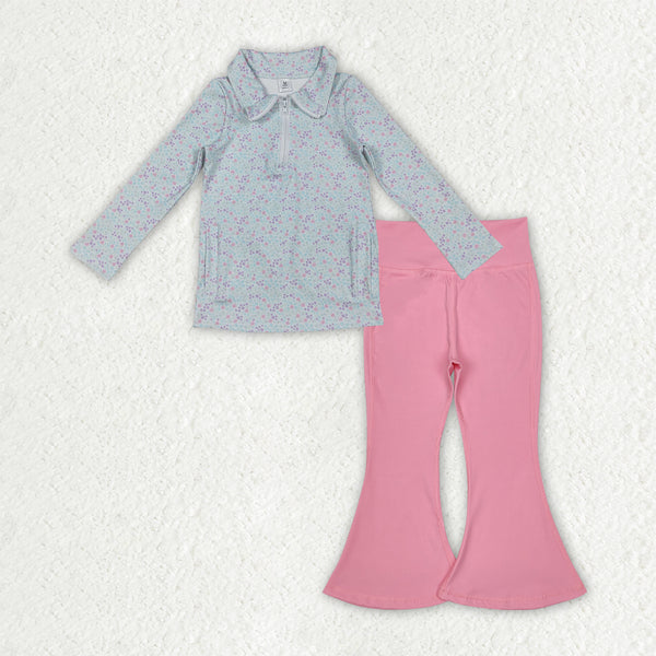 GLP2970 RTS girl clothes floral girl yoga winter set pants set