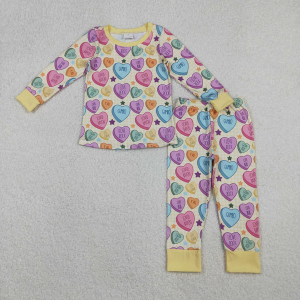 GLP2981 Toddler girl clothes heart girl valentines day clothing set pajamas set