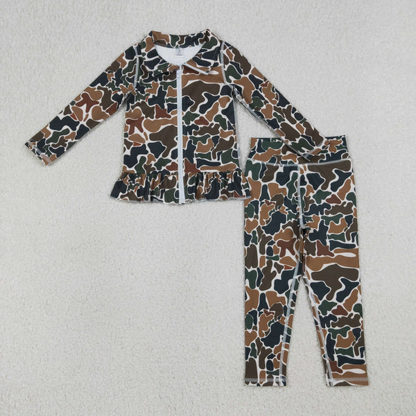 GLP2992 RTS  toddler girl clothes camo girl winter yoga set sports clothing set
