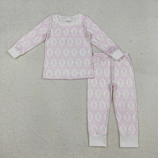 GLP3067 RTS  toddler girl clothes pink rabbit girl easter pajamas set