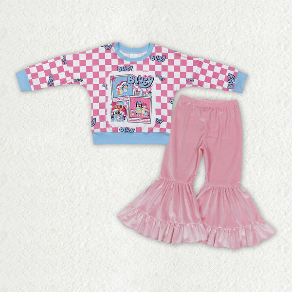 GLP3186 RTS Girl Christmas outfit cartoon girl christmas bell bottom set